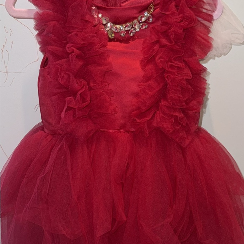 Jessica Simpson Red Ruffled Kids Dress